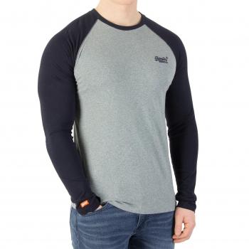 Superdry Baseball Longsleeve für Herren – Orange Label, Grau, S