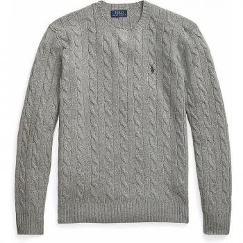 Pull torsadé en laine et cachemire Ralph Lauren gris