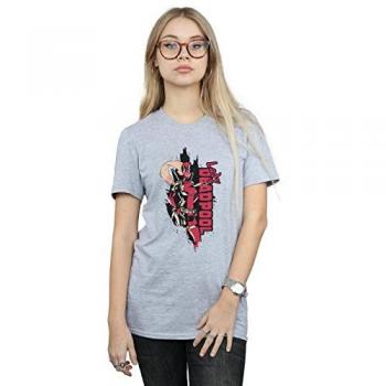 Women’s Marvel Deadpool Lady Grey T-Shirt – Size Large Boyfriend Cut