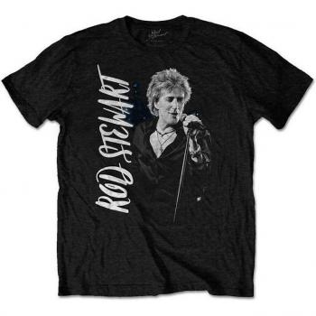 Bravado Design Shirt – Rod Stewart Mikrofonpose mit roten Rosen, lizenziertes Männer-T-Shirt