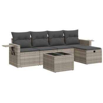 Set Divano Giardino 6pz con Cuscini Grigio Chiaro