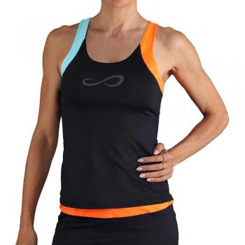 Top tank noir & orange Endless Race – féminin