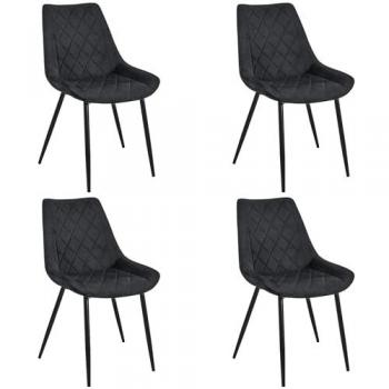 Set di 4 Sedie da Pranzo Imbottite in Velluto SJ.0488