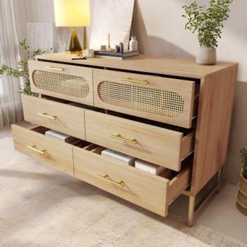 Armoire d’appoint rotin Sonoma 120x40x74 cm, 6 tiroirs