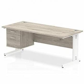 Impulse 1800mm Straight Desk Grey Oak Top