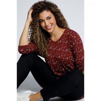 Maglia in viscosa svasata, scollo a V, maniche lunghe, donna, marrone, taglia 48/50