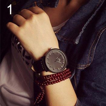 Unisex Matte Faux Leather Band Quartz Sports Wrist Watch