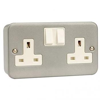 Scolmore Click Metal Clad 2 Gang Double Pole 13A Switched Socket