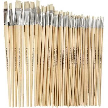 Nature Line Premium Flat Brushes, 64 Pack, Various Sizes