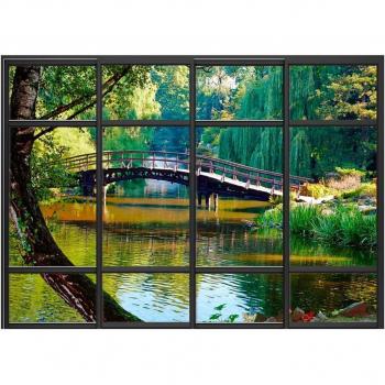 Arte Vidrio Japonés Jardín Verde Marrón Les Trésors Q8015 50x70