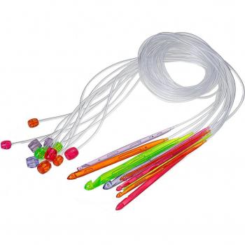 Flexible Plastic Tunisian Crochet Hooks, 120cm, 12-Piece Set