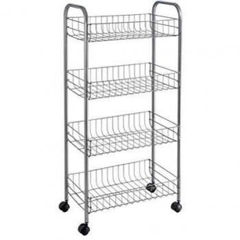 Carro Multiusos Ascona 4 Estantes de Metaltex con Acabado Polytherm® Plateado
