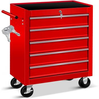 Chariot d'outillage 5 compartiments Rouge