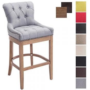 Sgabello Lakewood in Legno, Tessuto Antico, Grigio Chiaro