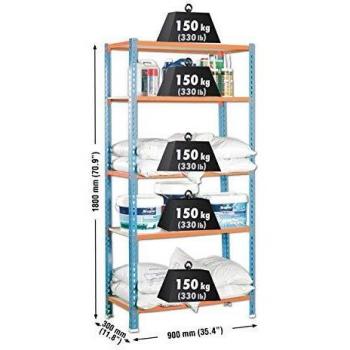 Estanteria MADERCLICK 5/300 AZUL/NARANJA/MADERA