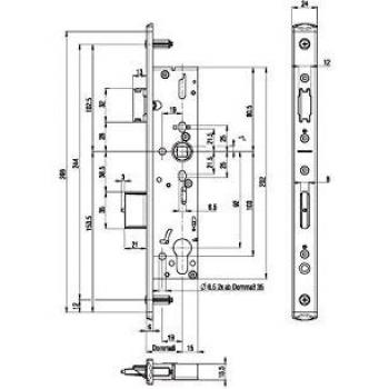 Fluchttürschloss 1827 – U‑Stulp, 2‑Flügel Funktionsschloss E/EN179/1125, dm 34, Edelstahl – BKS