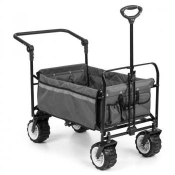 Waldbeck Easy Rider Bollerwagen mit teleskopierbarer Stange, zusammenklappbar, grau
