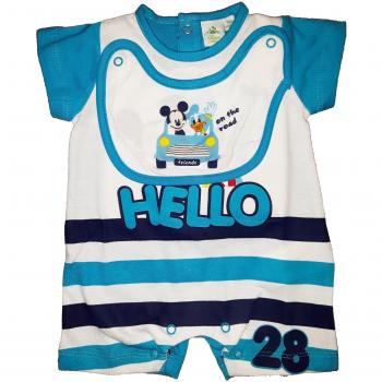 Pagliaccetto tutina bavetta bimbo neonato Disney baby Mickey Mouse azzurro 0