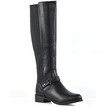 XY London Women’s Mikayla Adjustable Knee-Height Boots, Black