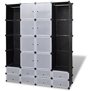 VidaXL Armario Modular 18 Compartimentos Plástico Blanco y Negro