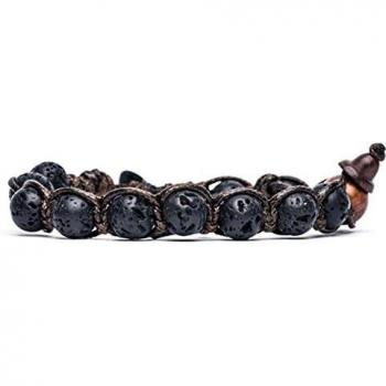 Bracciale in Lava Nera con Chakra e Sutra Tibetani di Tamashii BHS900-98