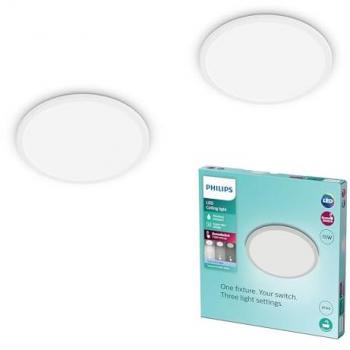 Philips SuperSlim 25 cm LED Ceiling Lamp, 4000 K, IP44, Twin Set