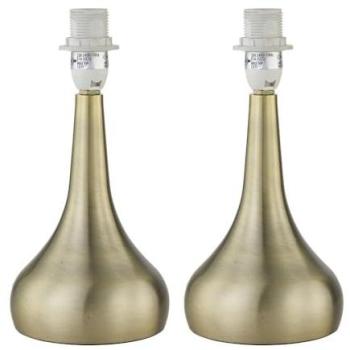 Romana Touch‑Operated Lamp Base Pair – 23 cm, Antique Brass, Golden Glow
