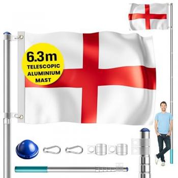 Aluminium Flagpole 630cm with UK Flag and Ground Socket