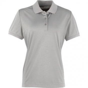 Premier Damen Polohemd Coolchecker – Piqué, Kurzarm, Silber, XS