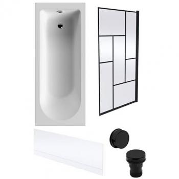 Round Bath with Front Panel and Black Abstract Screen