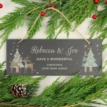 Holiday Reindeer Monogramed Plaque