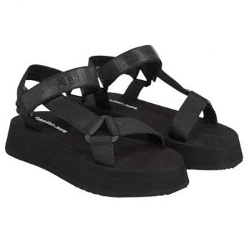 Calvin Klein Jeans Damen Sandalen Velcro Webbing Dc YW0YW01353 Schwarz