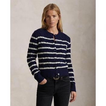 Polo Ralph Lauren Women’s C‑Long Cardigan, Hunter Navy & Cream, XS