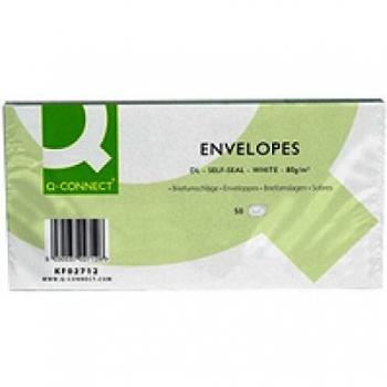 Q-Connect DL Envelopes Plain Wallet Self Seal 80gsm White Pack of 1000