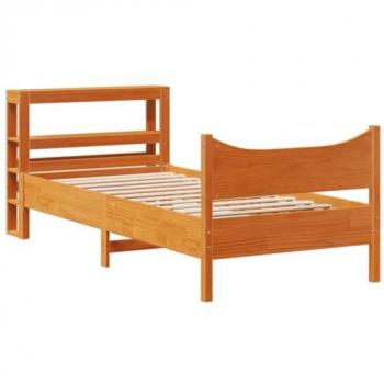 VidaXL Bett mit Kopfteil Wachsbraun 75x190 cm Kiefer