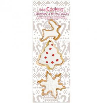 Emporte-Pièces Festifs 3 pièces – Flocon, Sapin, Renne (Dorés)
