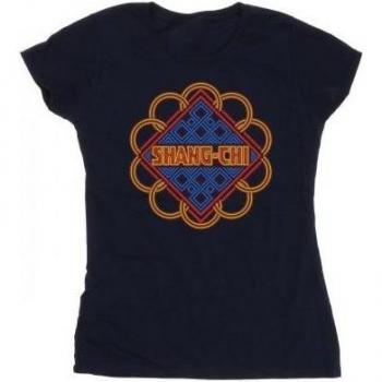 Marvel Women's Shang-Chi Neon Logo Cotton Tee Navy Blue
