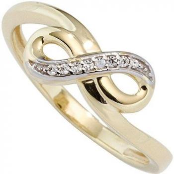 Zirkonia Damenring Unendlichkeit 333 Gold Gelbgold bicolor
