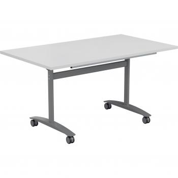 One Tilting Table 1400 X 700 Silver Legs White Top