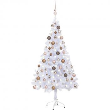 Set Medio Árbol de Navidad Artificial LED Bola con Adorno, 120cm, 230 ramas (vidaXL)