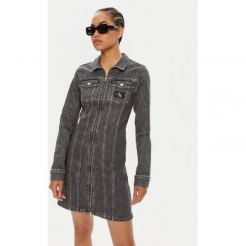 Robe courte en denim gris