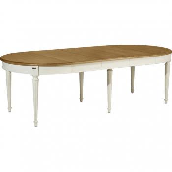 Table à rallonges en chêne Robin des Bois, style romantique, 4/10 couverts, blanche