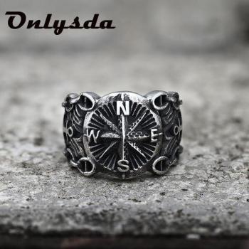 Bague en acier inoxydable style pirate – boussole viking, bijoux avec personnalité, OSR617