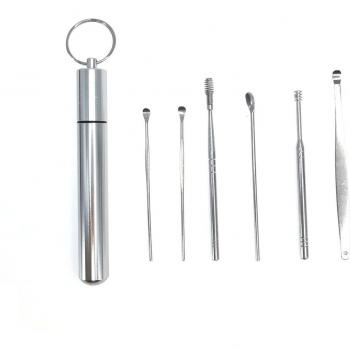 Outils de nettoyage d'oreilles, cuillère spirale, 6 pièces en acier inoxydable