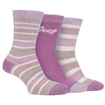 Jeep Women's 3-Pair Pink Cotton Hiking Boot Socks – UK 4‑6.5