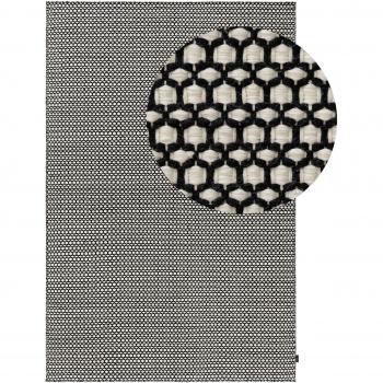 Tapis contemporain en laine beige/noir 200x300