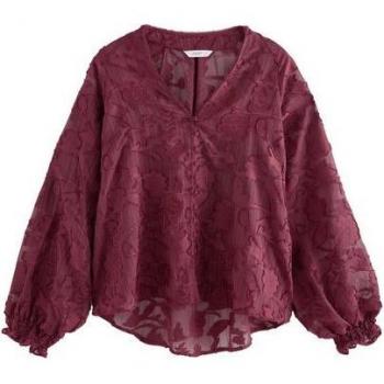 Stilvolle Jacquard-Bluse mit langen Ärmeln