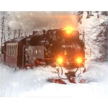 Tableau LED Train en hiver 50 x 40