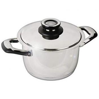 Casserole à vapeur et basse température en acier inoxydable de 20 cm avec couvercle et thermomètre intégré