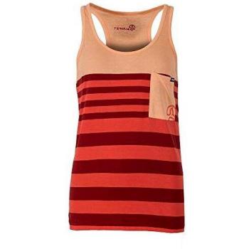 Flame-Washed Damen Shirt Ternua W Cebu – Orange-Red Stripe, L